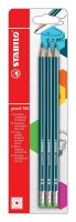 STABILO pencil 160 mit Radierer HB petrol 3er Blister