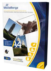 Inkjet Fotopapier 100BL A4 weiß MEDIARANGE MRINK107 135g hochglänzend