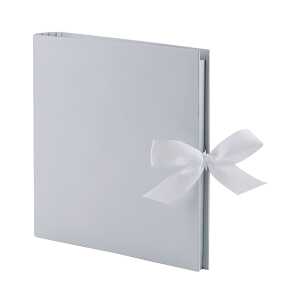 Fotoringbuch Grey mit Schleife 2 Ringe weiß