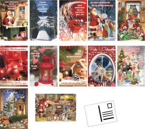 Postkarten 4 Stück Weihnachten sortiert