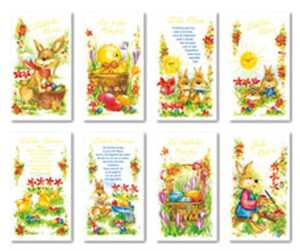 Ostern Glückwunsch Grußkarten 10,0 cm x 18,0 cm / sortiert