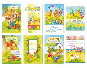 Glückwunschkarten 100 St. Ostern kunterbunt