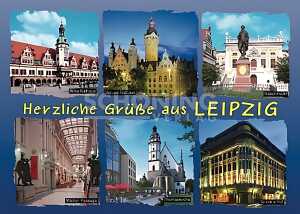 Postkarte Leipzig Herzliche Grüße - 148 x 105mm