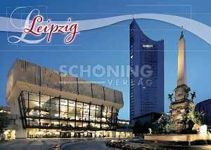 Postkarte Leipzig Uni Riese bei Nacht - 148 x 105mm