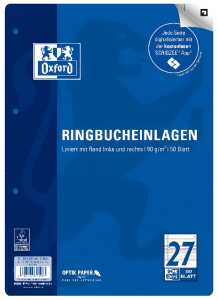 Oxford Ringbucheinlagen, A4 50 Blatt, Lineatur 27 SCRIBZEE® kompatibel