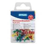 Pinnwandnadeln 40 Stück farbig in Box Stylex - 5 Farben
