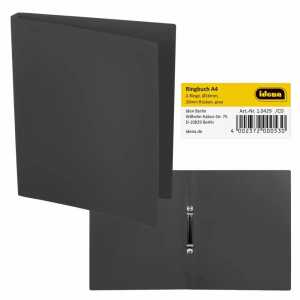 IDENA Ringbuch A4 2 Ringe PP Idena grau 20mm