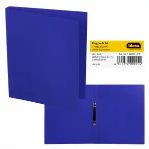 IDENA Ringbuch A4 2 Ringe PP Idena blau 20mm