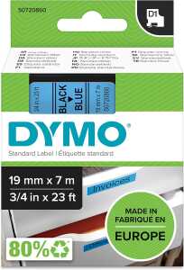 Schriftband 19mm x 7m schwarz/blau