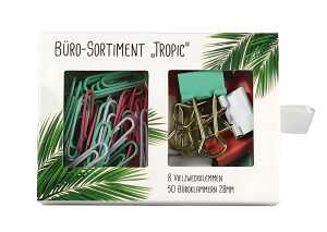 Büro Sortiment Tropic Inhalt: 8 Vielzweckklemmen und 50 Büroklammern