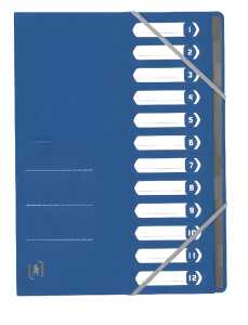 Oxford Ordnungsmappe A4 Karton 390g/m²blau - TOP FILE+ 12 Fächer