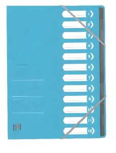 Oxford Ordnungsmappe A4 Karton 390g/m² - hellblau TOP FILE+ 12 Fächer