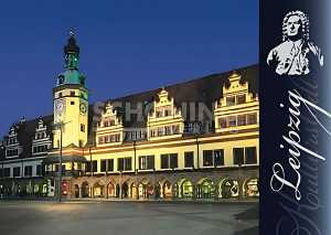 Super-Top-Cards Leipzig Altes Rathaus bei Nacht - 170 x 120mm