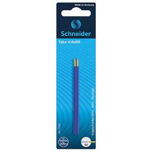 Schneider Kugelschreiber Mine Take 4-Refill blau, Blisterkarte mit 2 Stück