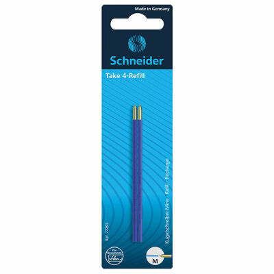 Schneider Kugelschreibermine Take 4-Refill M Blister 2 Stück blau