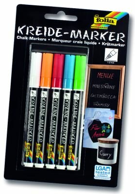 Kreidemarker 1-2mm 5Farben FOLIA 390509   Pg5St.