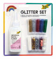 Glitterset mit Dekokleber u.10 Dosen Dekomaterial