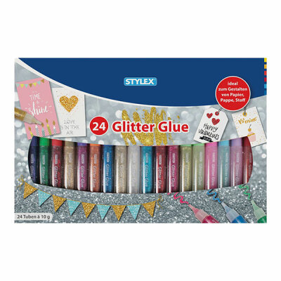 Toppoint Glitter Glue  24 er Set  3D /  24 x 10 g farblich sortiert