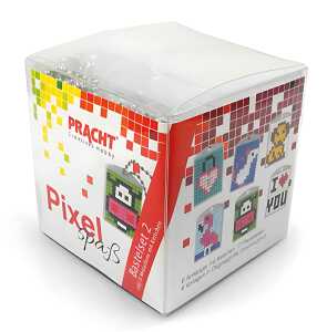 Pixel Bastelset 2 groß 6 Medaillons im Würfel - mit Kette