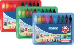 Wachsmalstiftetui wasserf. Box TOPPOINT 28215 10St sortierte Farben