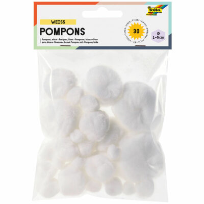 Pompons weiß 30 Stück 10mm-50mm