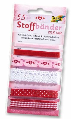 Stoffbänder , 6 Stück rot & rosa