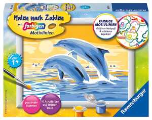 Malen nach Zahlen Bild 180x130mm Freunde des - Meeres Bild mit Rahmen