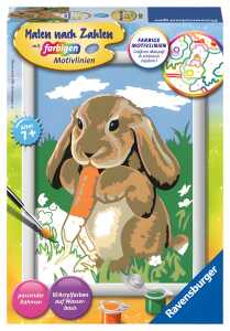 Malen nach Zahlen Bild 130x180mm Knuddelhäschen - Bild mit Rahmen