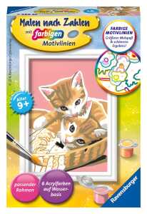 Malen nach Zahlen Bild 85x120mm Katzenbabys - Bild mit Rahmen