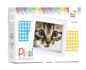 Pixel Geschenkverpackung Katze mit Rahmen