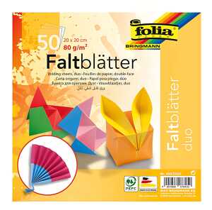 Faltblatt Duo 50BL 10 Farben sortiert FOLIA 499/2020 80g 20x20cm