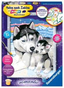 Malen nach Zahlen Bild 180x240mm Husky Kuss