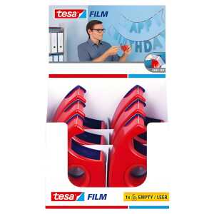 tesa Handabroller Easy Cut - 33 m x 19 mm, rot/blau