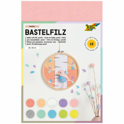 Bastelfilz Pastell 20cm x 30cm 10 Bogen