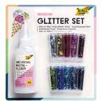 Glitterset Flocken 10Ds sort. FOLIA 589 +1Deko-Kleber 90g