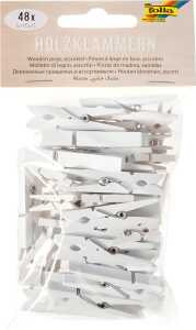 Holzklammern weiss 48 Stück, 3 Größen sort.