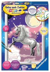 Malen nach Zahlen Bild 130x180mm Einhorn - mit Leuchtfarbe