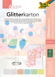 Glitterkarton-Block Pastell 17,4 x 24,5 cm - 6 Blatt sortiert