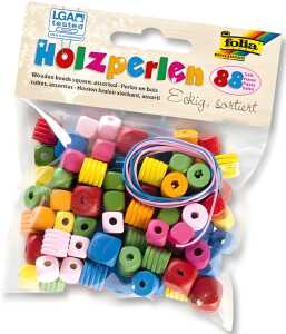 Bastelset Holzperlen sort. FOLIA 2298 88ST eckig