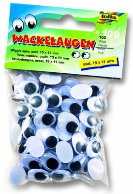 Wackelaugen oval 15x11mm 100 Stück