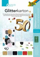 Glitterkarton-Block Basic 17,4 x 24,5 cm - 6 Blatt sortiert