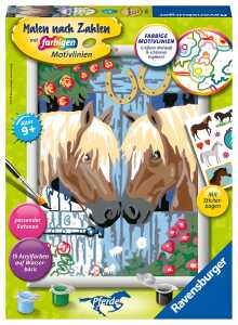 Malen nach Zahlen Bild 180x240mm Treue Pferde