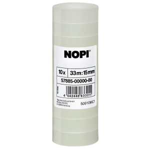 Klebefilm NOPI transparent, PP, unsichtbar, Bandgröße 33 m x 15 mm