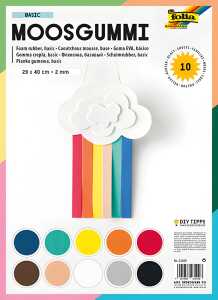 Moosgummi 2mm 10Farben sort. FOLIA 23509 Pg10Bl 29x40 cm