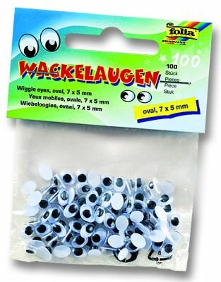 Wackelaugen Folia 7,5mm 100 Stück oval