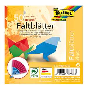 Faltblatt Duo 50BL 10 Farben sortiert FOLIA 499/1010 80g 10x10cm