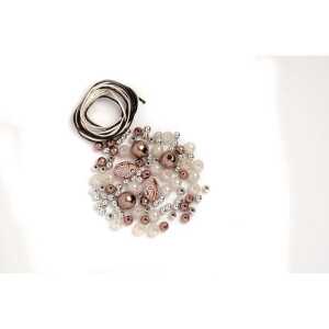 GLOREX Perlen-Set braun-weiß-silber