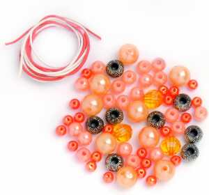 GLOREX Perlen-Set orange sortiert