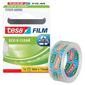 tesa Klebefilm Eco & Clear - unsichtbar, 15 mm x 10 m
