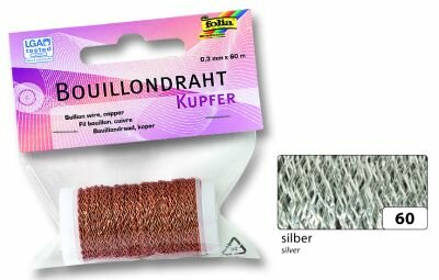 Boulliondraht, silber 0,3mm x 60m